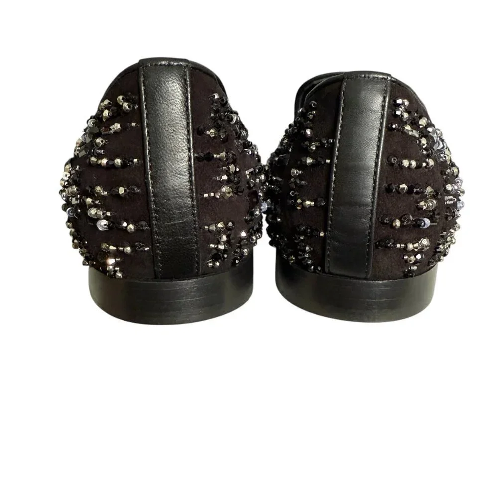 Versace 1003792 Men's‎ Black leather loafer embellished beading, 42
